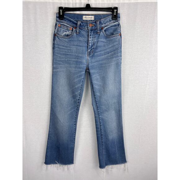 Madewell Jeans Flea Market Flare Maribel Wash Crop Frayed Capsule Casual Fall - Picture 1 of 8
